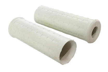 Wyatt Gatling Replica White Waffle Style Grip Set with Plug Hole – Fits Harley Davidson Motorcycles by Wyatt Gatling