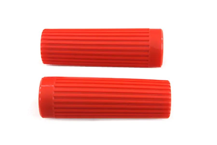V-Twin Red Grip Set Original Rib Style for Harley Davidson FL (1962-1971) by V-Twin