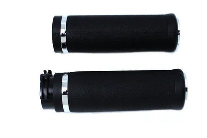 Wyatt Gatling 17-0556 Black Grip Set with Chrome End Caps for Harley Davidson FXST (1996-2005) by Wyatt Gatling