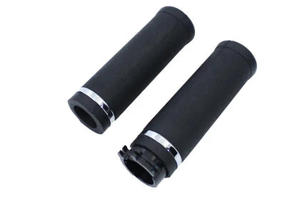 Wyatt Gatling 17-0556 Black Grip Set with Chrome End Caps for Harley Davidson FXST (1996-2005) by Wyatt Gatling