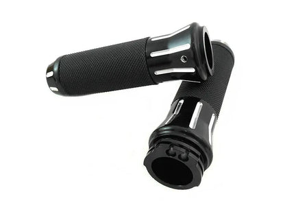 Wyatt Gatling Black Grip Set with Black End Caps for Harley Davidson FX, FL, and XL Models by Wyatt Gatling