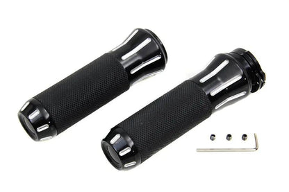 Wyatt Gatling Black Grip Set with Black End Caps for Harley Davidson FX, FL, and XL Models by Wyatt Gatling