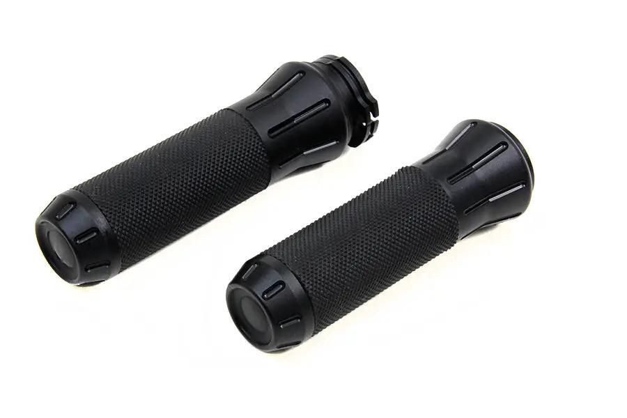 Wyatt Gatling Black Grip Set with Black End Caps for Harley Davidson 1982-1985 FX, FL, XL Models by Wyatt Gatling
