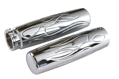 V-Twin Billet Flame Style Grip Set for Harley Davidson 1982-1985 Models by V-Twin