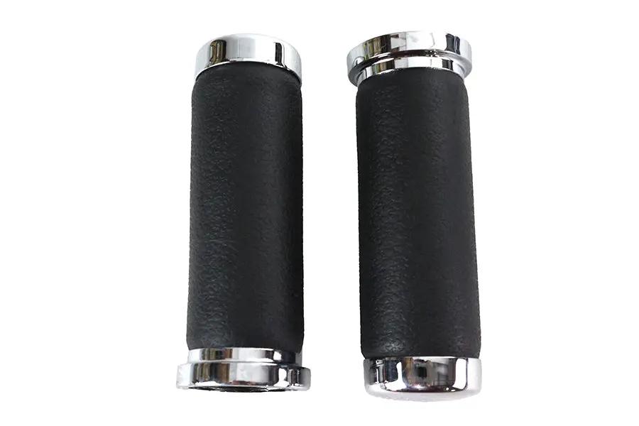 V-Twin Pebble Style Grip Set with Chrome End Caps for Harley Davidson by V-Twin
