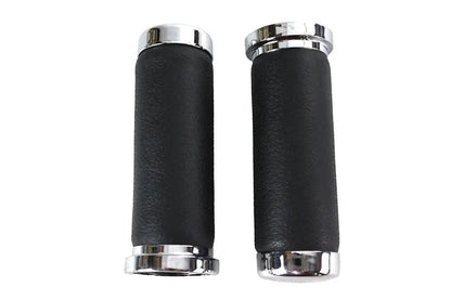 V-Twin Pebble Style Grip Set with Chrome End Caps for Harley Davidson by V-Twin