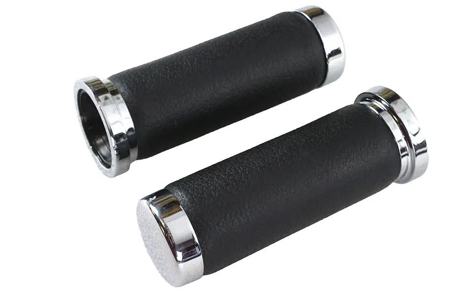 V-Twin Pebble Style Grip Set with Chrome End Caps for Harley Davidson by V-Twin