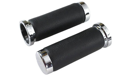 V-Twin Pebble Style Grip Set with Chrome End Caps for Harley Davidson by V-Twin