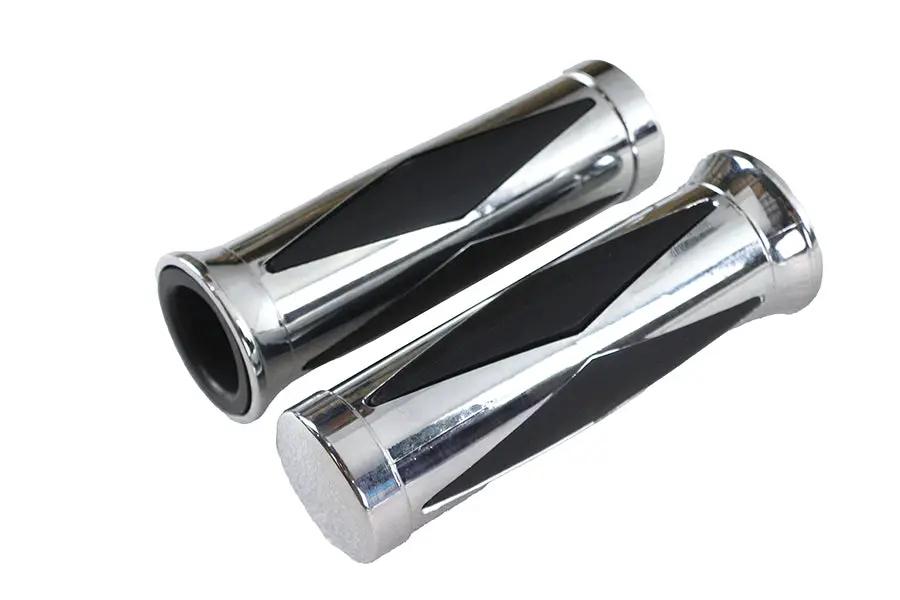 V-Twin Diamond Style Grip Set with Chrome End Cap for Harley Davidson Motorcycles – Part No. 74419 by V-Twin