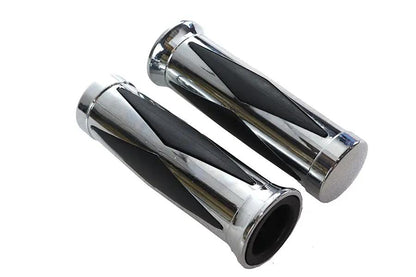 V-Twin Diamond Style Grip Set with Chrome End Cap for Harley Davidson Motorcycles – Part No. 74419 by V-Twin