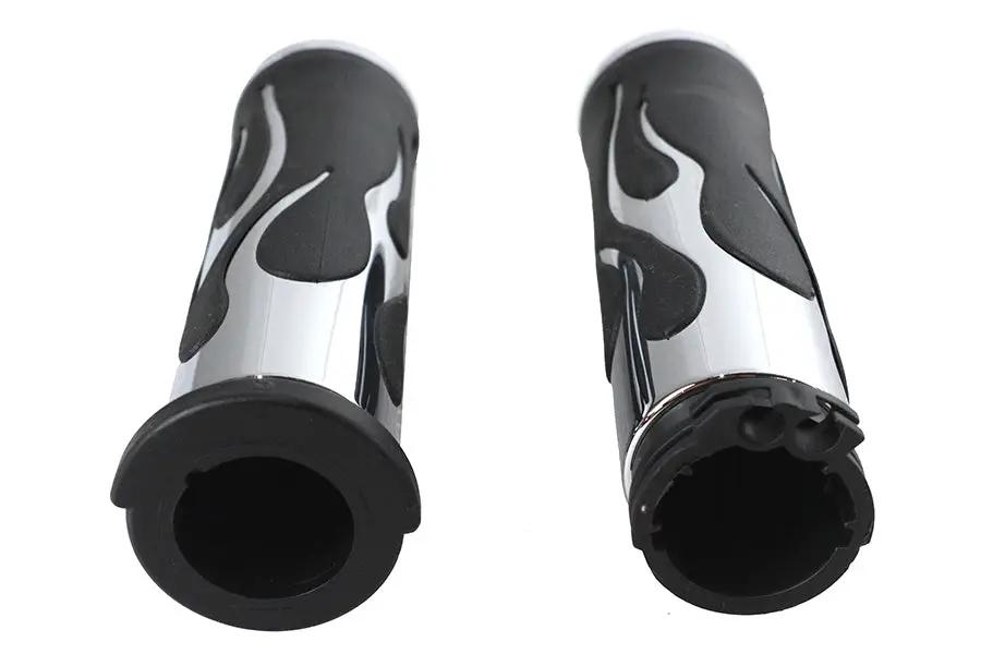 V-Twin 17-0571DB Hot Rod Flame Style Handlebar Grip Set for Harley Davidson FXST (1996-2005) by V-Twin
