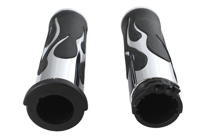 V-Twin 17-0571DB Hot Rod Flame Style Handlebar Grip Set for Harley Davidson FXST (1996-2005) by V-Twin