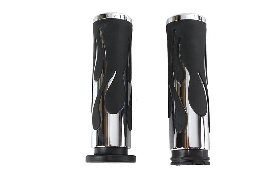 V-Twin 17-0571DB Hot Rod Flame Style Handlebar Grip Set for Harley Davidson FXST (1996-2005) by V-Twin