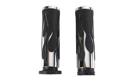 V-Twin 17-0571DB Hot Rod Flame Style Handlebar Grip Set for Harley Davidson FXST (1996-2005) by V-Twin