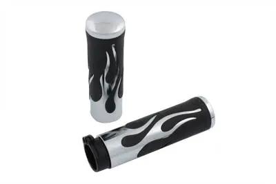V-Twin Hot Rod Flame Style Handlebar Grip Set for Harley Davidson – 17-0571DA by V-Twin