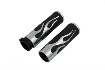 V-Twin Hot Rod Flame Style Handlebar Grip Set for Harley Davidson – 17-0571DA by V-Twin