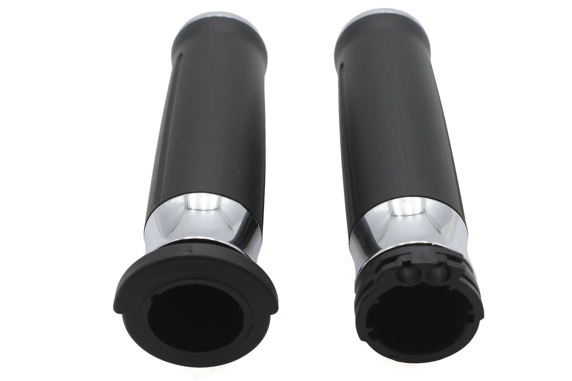 V-Twin Black Grip Set with Chrome End Caps for Harley Davidson XL Models (Part #3309DB) by V-Twin