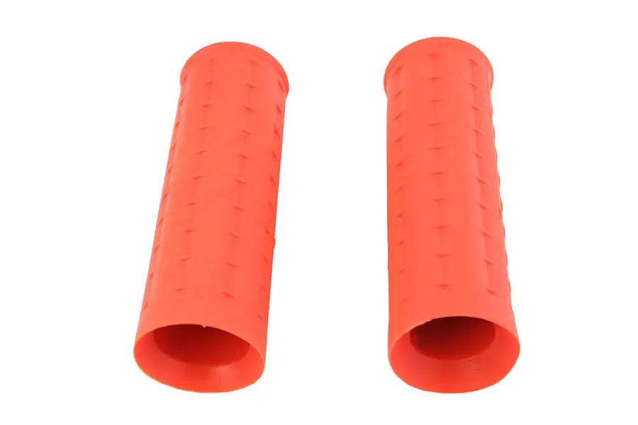 V-Twin Replica Waffle Handlebar Grip Set with Plug Hole in Orange – Fits Harley Davidson Models by V-Twin