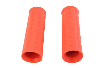 V-Twin Replica Waffle Handlebar Grip Set with Plug Hole in Orange – Fits Harley Davidson Models by V-Twin