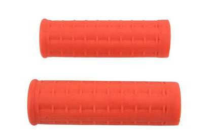 V-Twin Replica Waffle Handlebar Grip Set with Plug Hole in Orange – Fits Harley Davidson Models by V-Twin