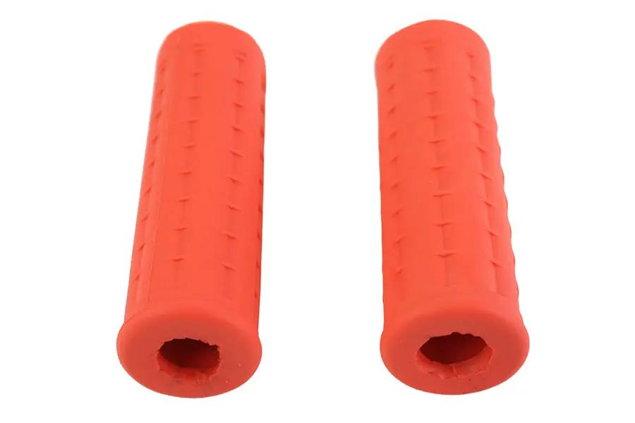V-Twin Replica Waffle Handlebar Grip Set with Plug Hole in Orange – Fits Harley Davidson Models by V-Twin