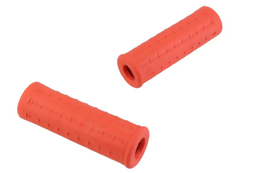 V-Twin Replica Waffle Handlebar Grip Set with Plug Hole in Orange – Fits Harley Davidson Models by V-Twin