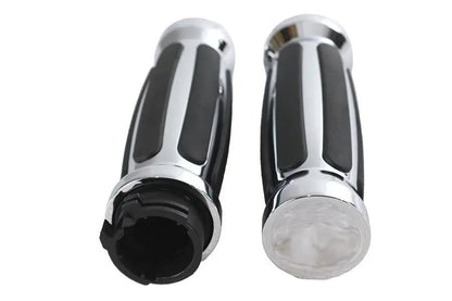 Wyatt Gatling Profile Barrel Shape Grip Set for Harley Davidson – Chrome Accents and Black Rubber Rail Design by Wyatt Gatling