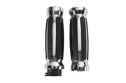 Wyatt Gatling Profile Barrel Shape Grip Set for Harley Davidson – Chrome Accents and Black Rubber Rail Design by Wyatt Gatling