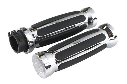 Wyatt Gatling Profile Barrel Shape Grip Set for Harley Davidson – Chrome Accents and Black Rubber Rail Design by Wyatt Gatling