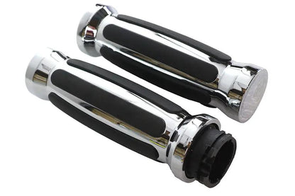 Wyatt Gatling Profile Barrel Shape Grip Set for Harley Davidson – Chrome Accents and Black Rubber Rail Design by Wyatt Gatling