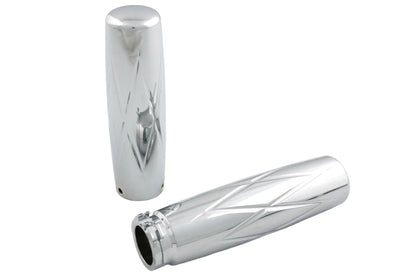 V-Twin Billet Diamond Style Handlebar Grip Set for Harley Davidson 1982-1985 by V-Twin