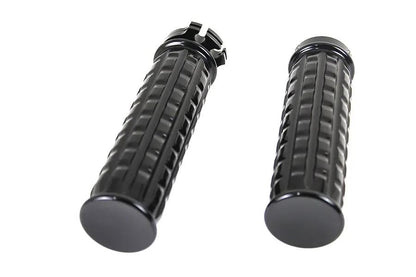 V-Twin Black Grained Style Handlebar Grip Set for Harley Davidson FXST (1996-2005) by V-Twin