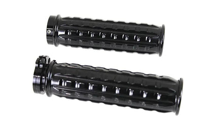 V-Twin Black Grained Style Handlebar Grip Set for Harley Davidson FXST (1996-2005) by V-Twin
