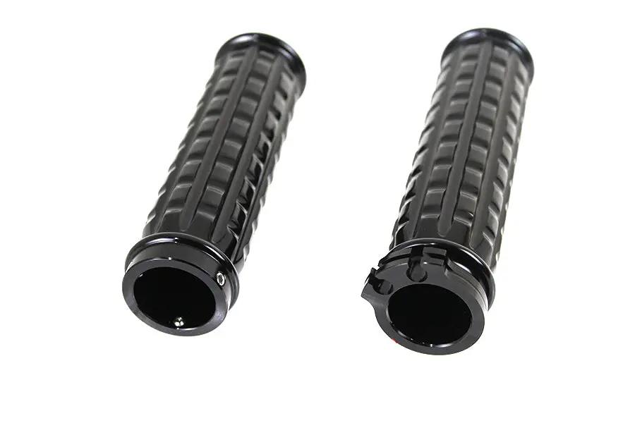 V-Twin Black Grained Style Handlebar Grip Set for Harley Davidson FXST (1996-2005) by V-Twin