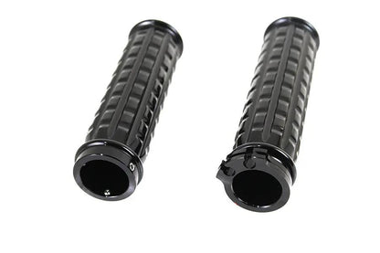 V-Twin Black Grained Style Handlebar Grip Set for Harley Davidson FXST (1996-2005) by V-Twin