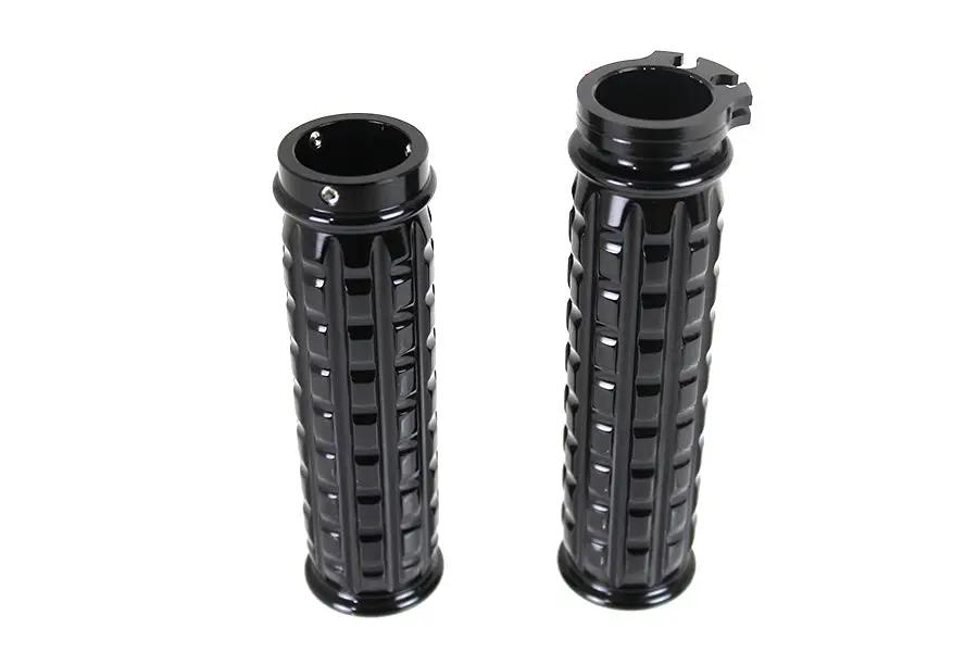 V-Twin Black Grained Style Handlebar Grip Set for Harley Davidson FXST (1996-2005) by V-Twin