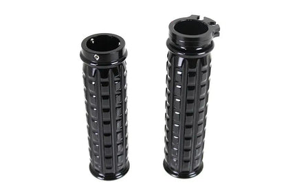 V-Twin Black Grained Style Handlebar Grip Set for Harley Davidson FXST (1996-2005) by V-Twin