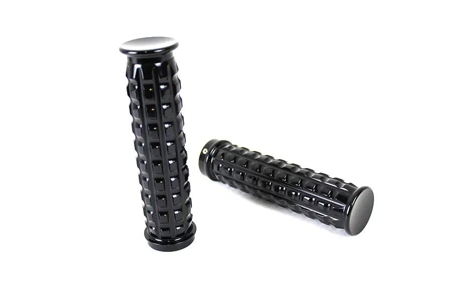 V-Twin Black Grained Style Handlebar Grip Set for Harley Davidson FLT 2008-2017 by V-Twin