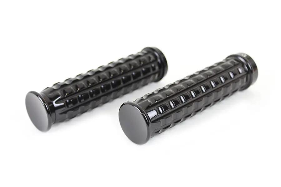 V-Twin Black Grained Style Handlebar Grip Set for Harley Davidson FLT 2008-2017 by V-Twin