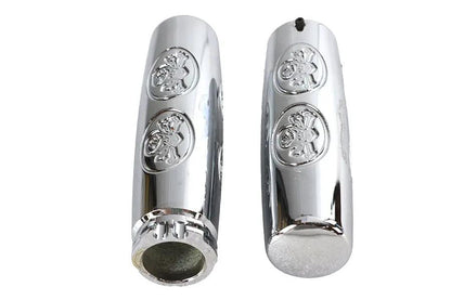 Wyatt Gatling Chrome Billet Skull Style Grip Set for Harley Davidson Motorcycles by Wyatt Gatling