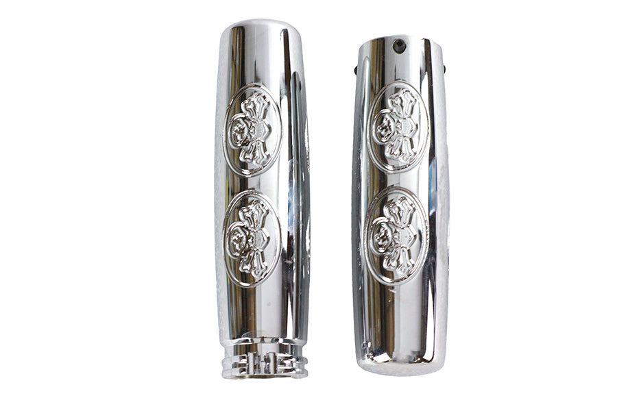 Wyatt Gatling Chrome Billet Skull Style Grip Set for Harley Davidson Motorcycles by Wyatt Gatling