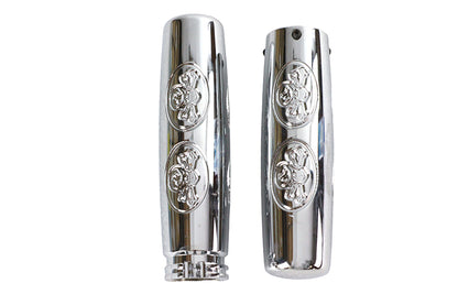 Wyatt Gatling Chrome Billet Skull Style Grip Set for Harley Davidson Motorcycles by Wyatt Gatling