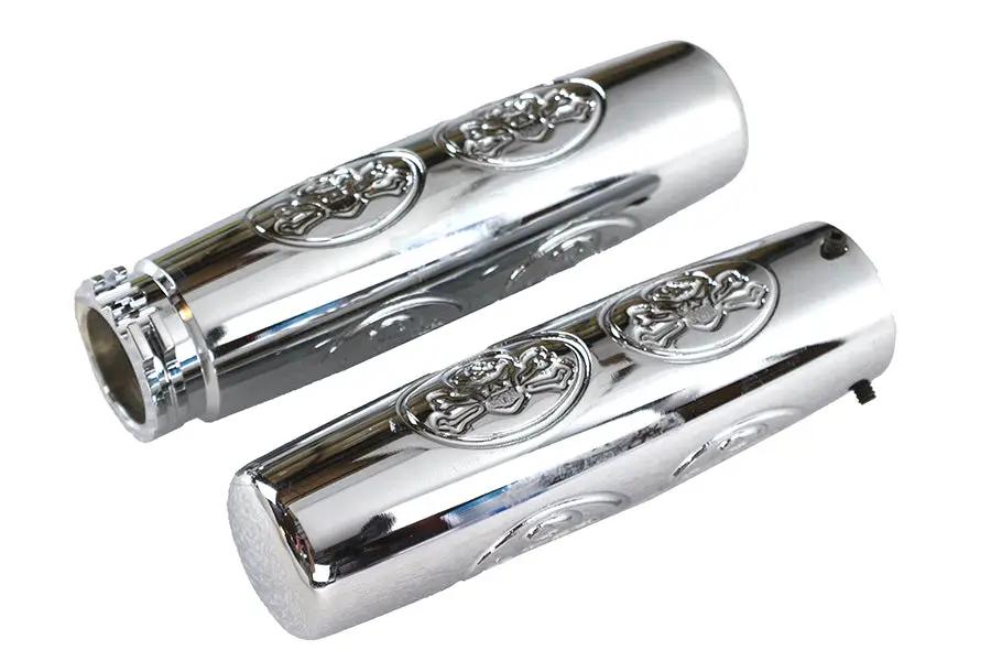 Wyatt Gatling Chrome Billet Skull Style Grip Set for Harley Davidson Motorcycles by Wyatt Gatling
