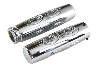 Wyatt Gatling Chrome Billet Skull Style Grip Set for Harley Davidson Motorcycles by Wyatt Gatling