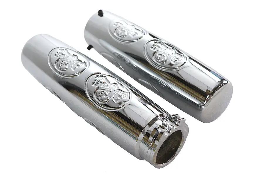 Wyatt Gatling Chrome Billet Skull Style Grip Set for Harley Davidson Motorcycles by Wyatt Gatling