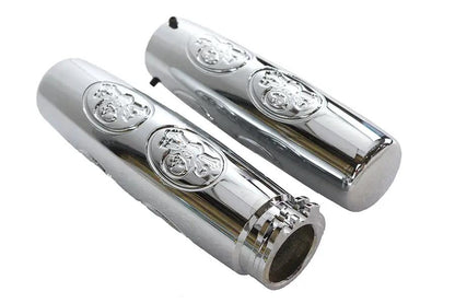 Wyatt Gatling Chrome Billet Skull Style Grip Set for Harley Davidson Motorcycles by Wyatt Gatling