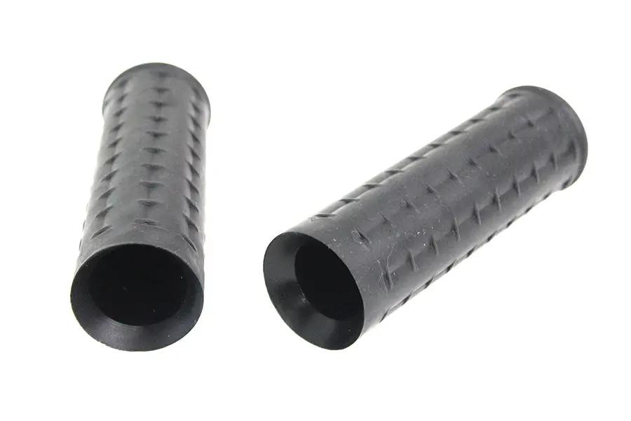 V-Twin Replica Black Waffle Handlebar Grip Set with Chrome Plugs for Harley Davidson by V-Twin