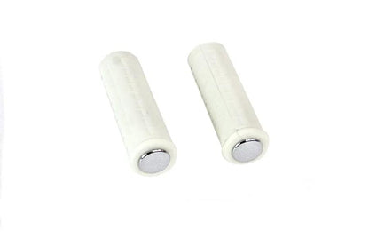 V-Twin Replica White Waffle Style Grip Set with Chrome Plugs - Fits Harley Davidson Models by V-Twin