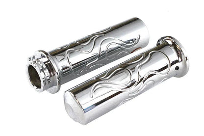 Wyatt Gatling Billet Flanged Flame Style Grip Set for Harley Davidson Motorcycles by Wyatt Gatling