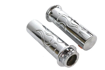 Wyatt Gatling Billet Flanged Flame Style Grip Set for Harley Davidson Motorcycles by Wyatt Gatling
